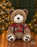 Oso Navideño Sentado con Camisa a Cuadros