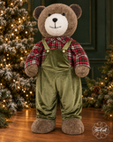 Oso Navideño Grande con Overol Verde